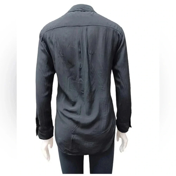 Zara Woman Black Long Sleeve Button Down Top Size Medium - Picture 2 of 9